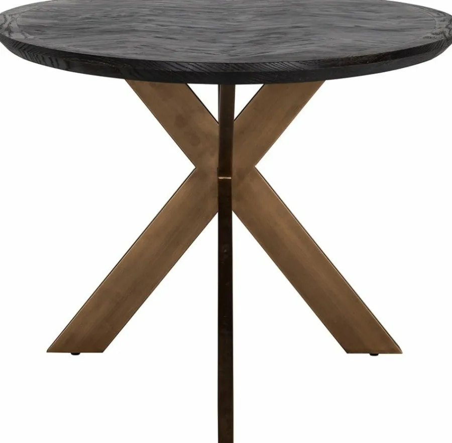Richmond Interiors Eettafel Blackbone brass ovaal 260 (Black rustic)