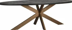 Richmond Interiors Eettafel Blackbone brass ovaal 260 (Black rustic)