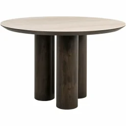 Richmond Interiors Eettafel Ritz Brown Ø120 | | Travertin & Eikenfineer | De Woon Winkel Discount