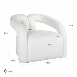 Richmond Interiors Fauteuil Dana white furry (Himalaya 900 white furry)