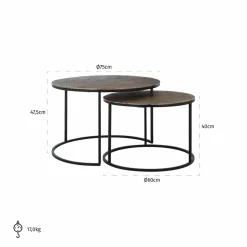 Richmond Interiors Salontafel Arsenio set van 2 (Brushed Gold) Sale