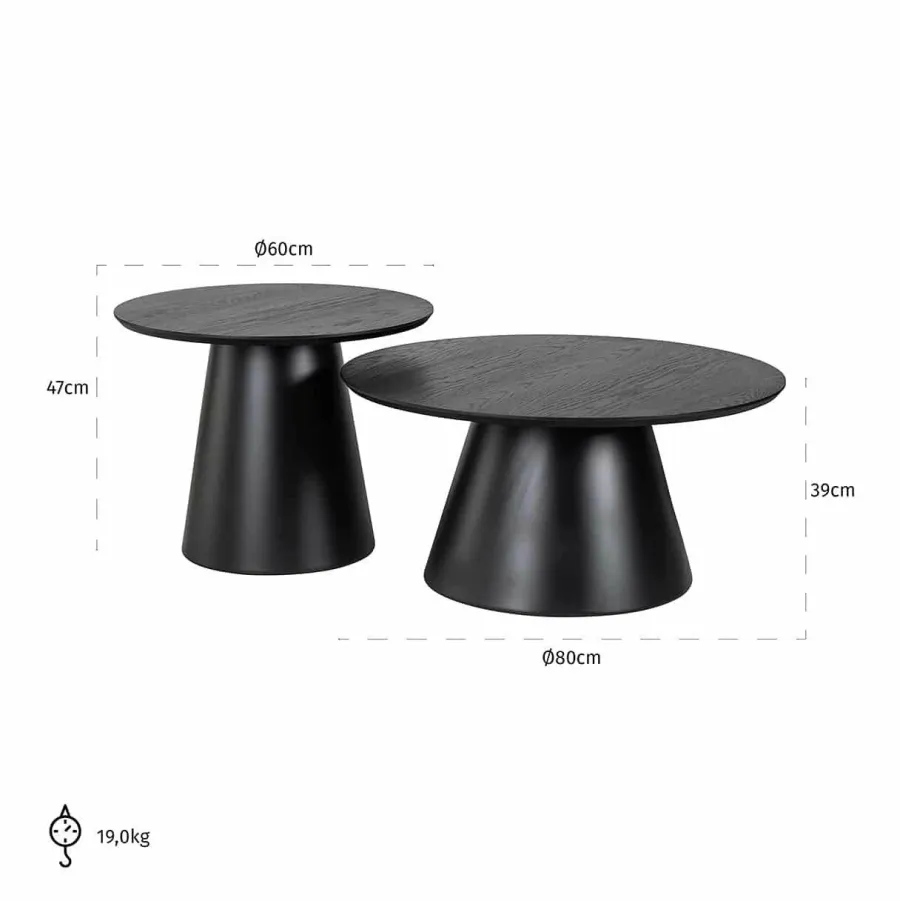 Richmond Interiors Salontafel Jazz set van 2 zwart
