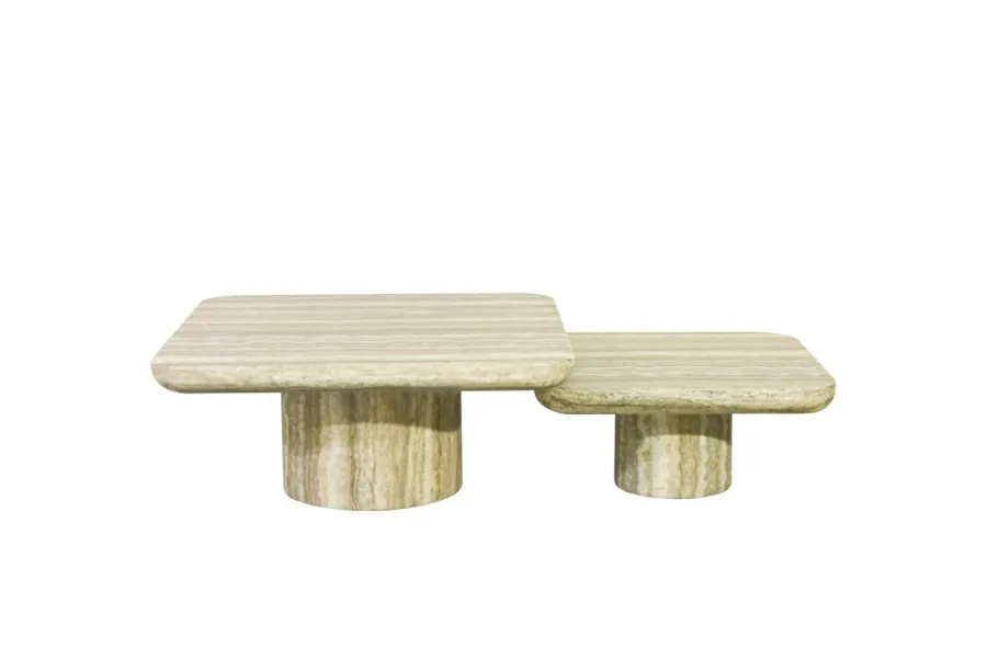Richmond Interiors Salontafel Denizly grey faux travertine (Set of 2) Sale