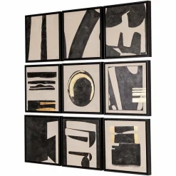 Richmond Interiors Wall art Gabri set van 9 Zwart / Wit Hot