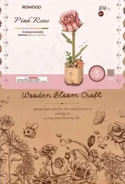 Robotime Houten Bouwpakket Pink Carnation