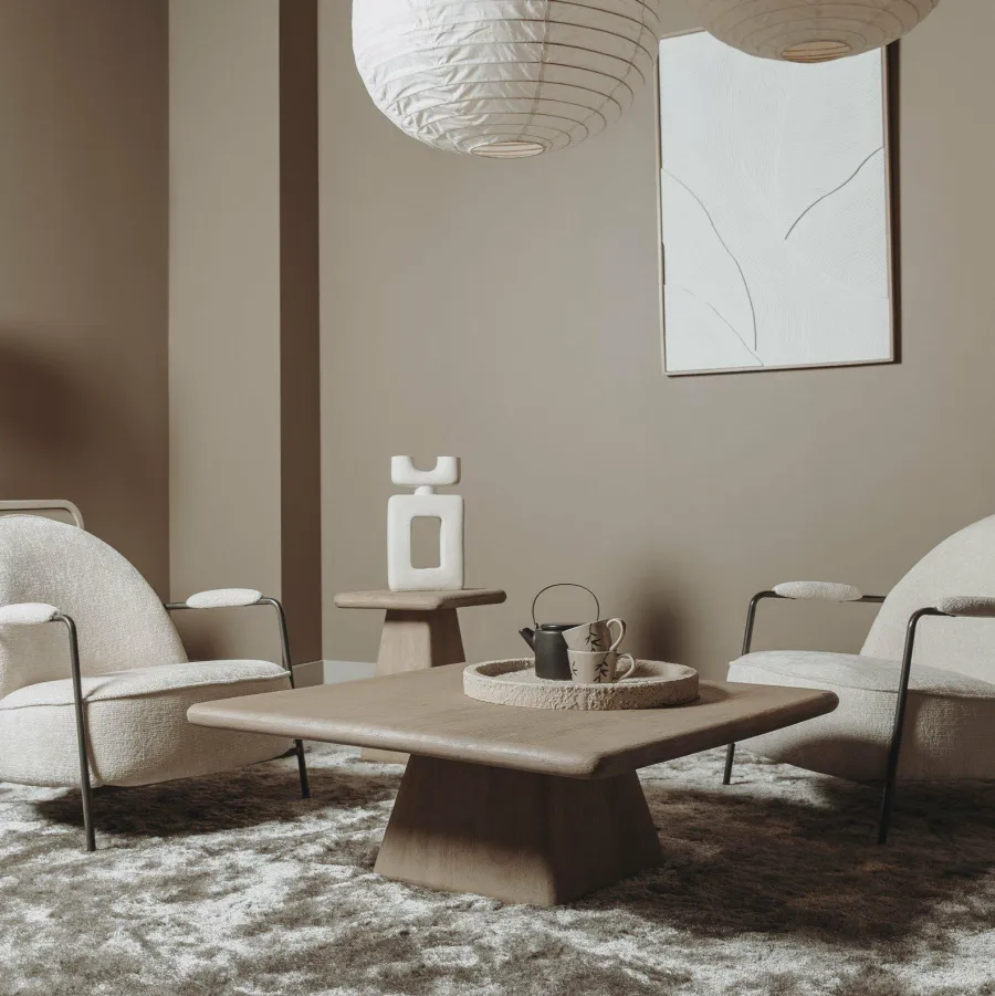 Tower Living Asti Bijzettafel vierkant naturel 40 cm Outlet