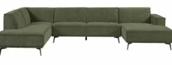 Tower Living Bank Leeds - Ottomane + 2,5 zits + Chaise Longue Rechts - City 355 Flessengroen Outlet