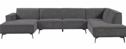 Tower Living Bank Leeds - Chaise longue + 2,5 zits + ottomane Rechts - City 464 Zwart Blauw Sale