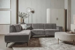 Tower Living Bank Leeds - 2,5 zits + chaise longue Links - City 453 Mosgroen / grijs Best