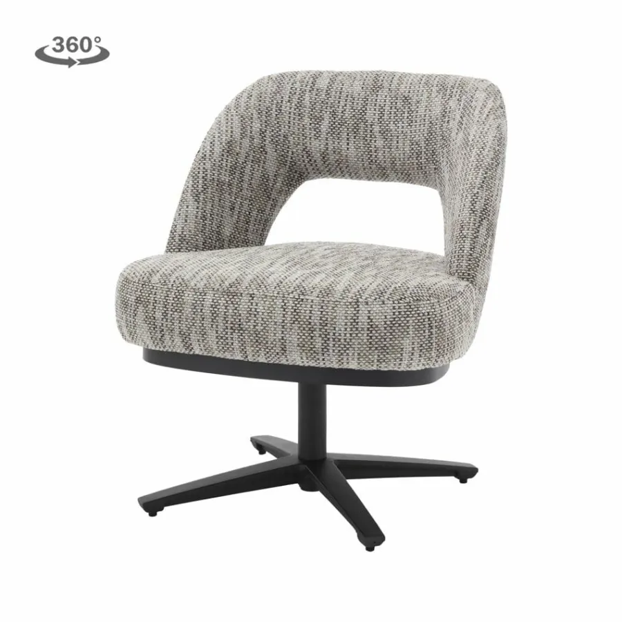 Tower Living Caldes Lounge Stoel - fabric TED 8 white-grey (draaibaar) Best