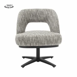 Tower Living Caldes Lounge Stoel - fabric TED 8 white-grey (draaibaar) Best
