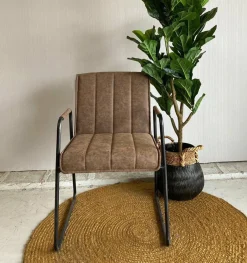 Tower Living Eetkamerstoel Santo met armleuning - cognac, grijs, antraciet en bruin Hot