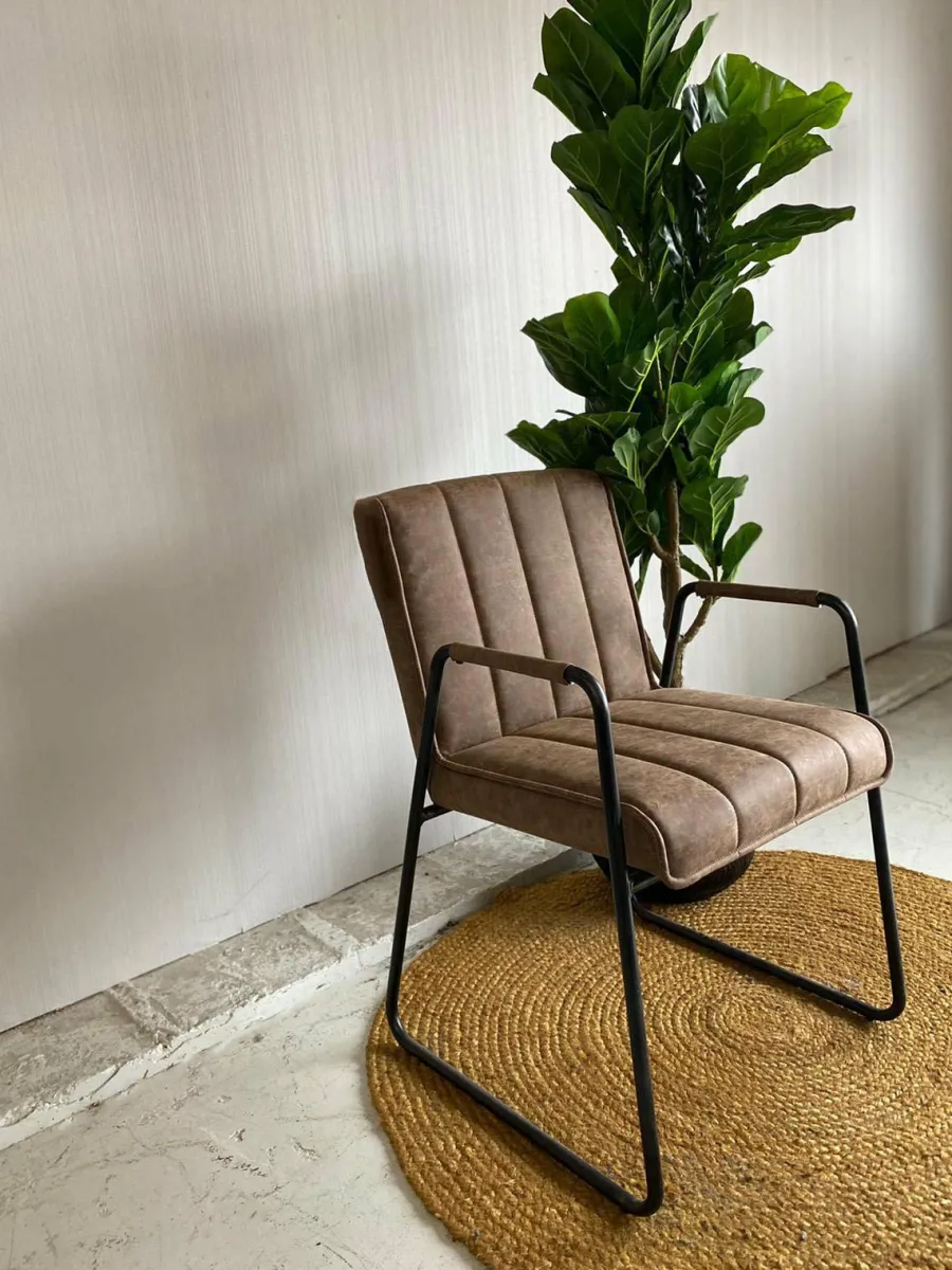 Tower Living Eetkamerstoel Santo met armleuning - cognac, grijs, antraciet en bruin Hot