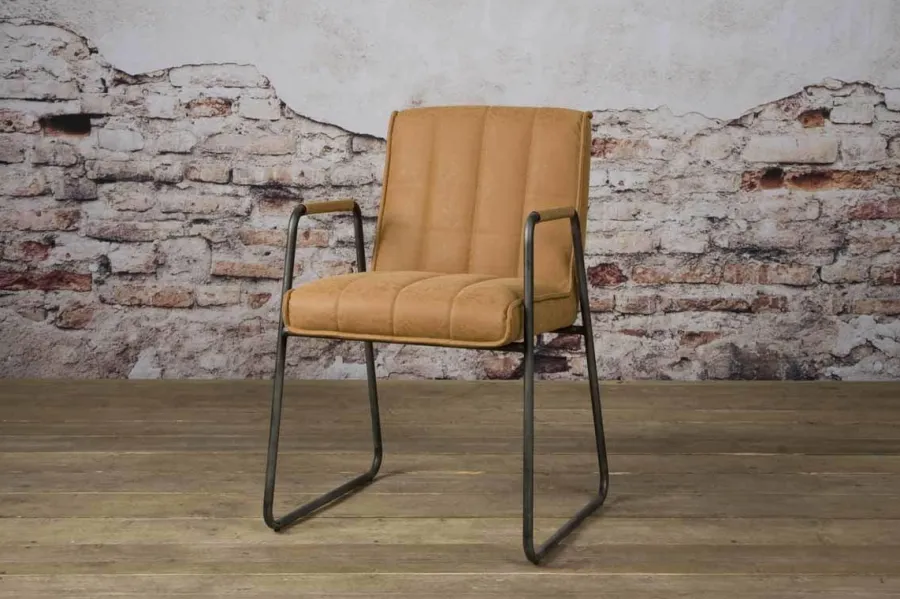 Tower Living Eetkamerstoel Santo met armleuning - cognac, grijs, antraciet en bruin Hot