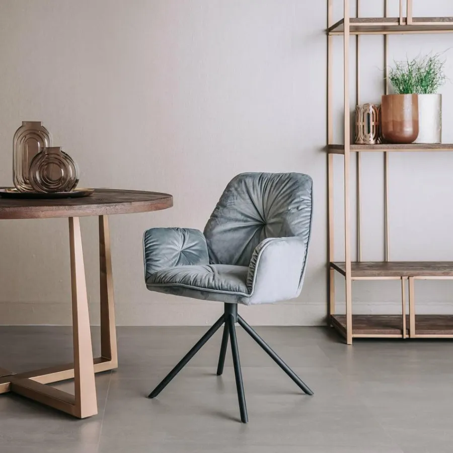 Tower Living Eetkamerstoel Palma - groen, grijs en geel Outlet