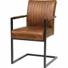 Tower Living Eetkamerstoel Ferro met armleuning - Cognac, donkerbruin, antraciet en groen Discount