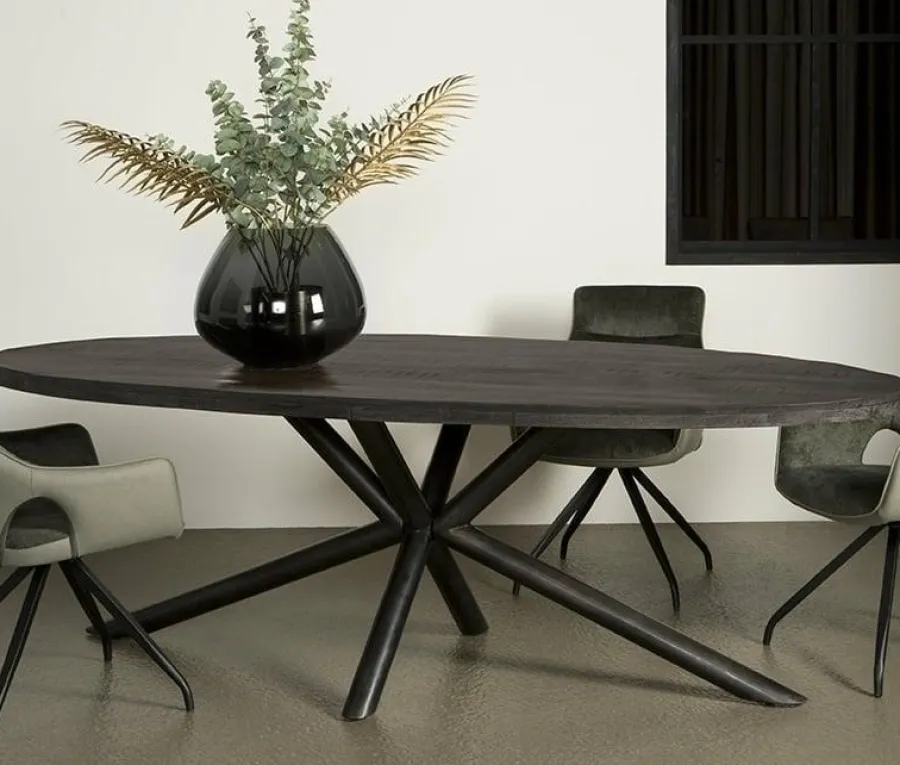 Tower Living Eettafel Selva zwart mango ovaal - 200, 220 of 240 cm