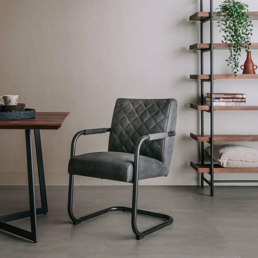Tower Living Eettafelstoel Civo - Groen, cognac en antraciet New