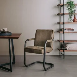 Tower Living Eettafelstoel Volano - Groen, cognac en antraciet Outlet
