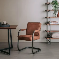 Tower Living Eettafelstoel Volano - Groen, cognac en antraciet Outlet