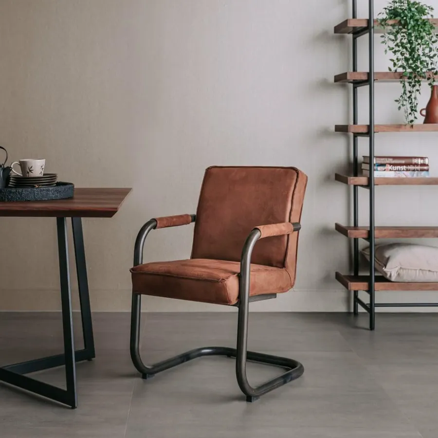Tower Living Eettafelstoel Volano - Groen, cognac en antraciet Outlet