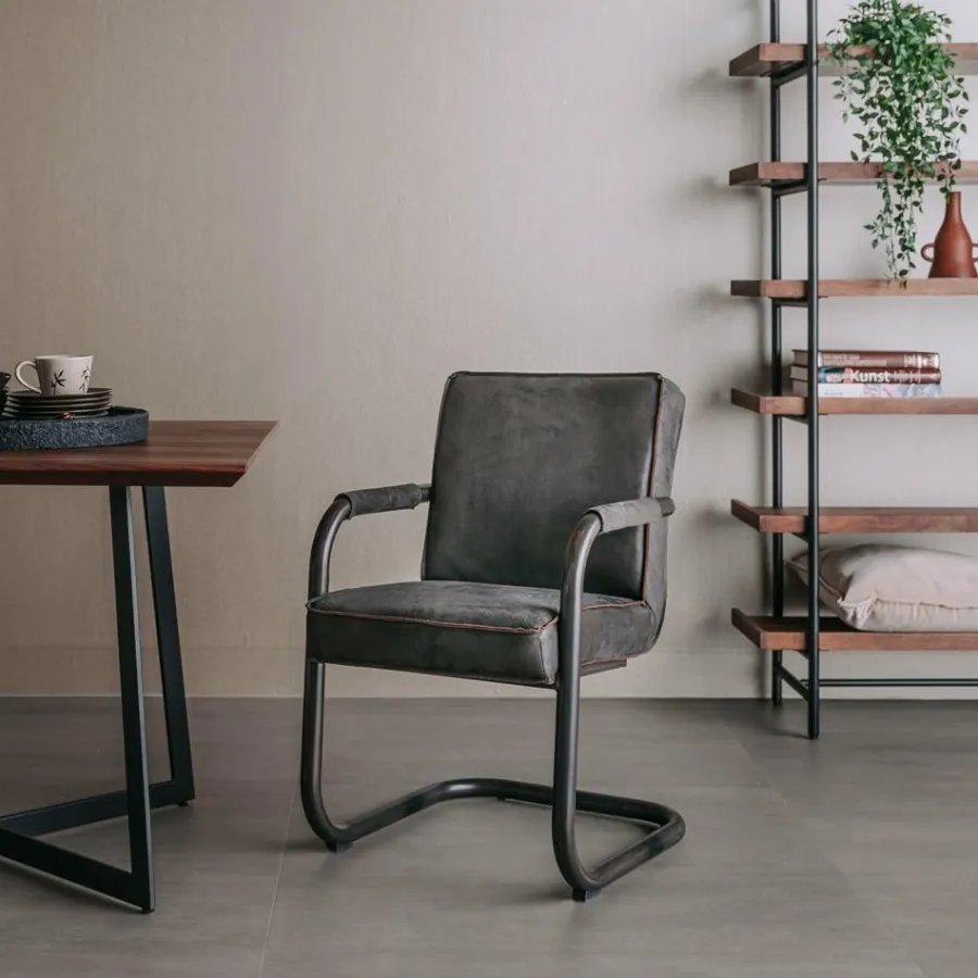 Tower Living Eettafelstoel Volano - Groen, cognac en antraciet Outlet