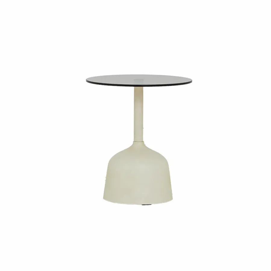 Tower Living Elba Bijzettafel glas gebroken wit rond 40 cm New