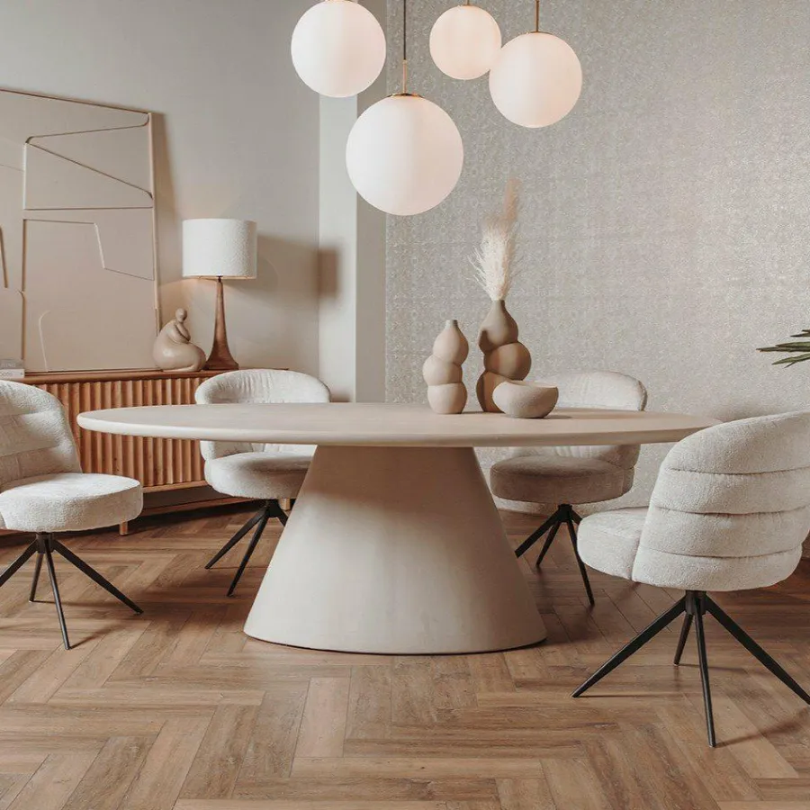 Tower Living Mello Eetkamertafel ovaal beige 220 cm showroommodel Clearance