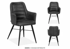 WoonMax Eettafel stoel Asher - Poot 3 - Chicago Antraciet - Showroommodel Outlet