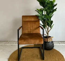 WoonMax Eettafelstoel Duke velvet - Cognac, Antraciet en Groen Best