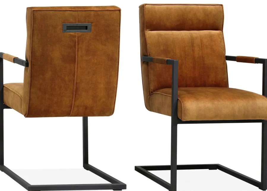 WoonMax Eettafelstoel Duke velvet - Cognac, Antraciet en Groen Best