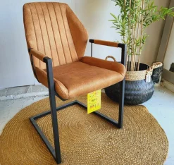 WoonMax Eettafelstoel Vera Zorro - Cognac, Antraciet en Groen New