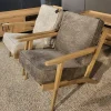 WoonMax Fauteuil Osaka met houten armleuning - taupe Outlet