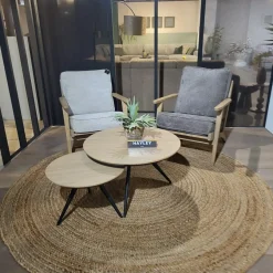 WoonMax Fauteuil Osaka met houten armleuning - naturel Hot