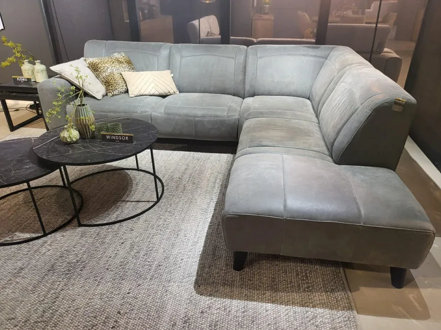 WoonMax Hoekbank Nashville A2 2.5 zits met ottomane Cuba Thyme - Showroommodel New
