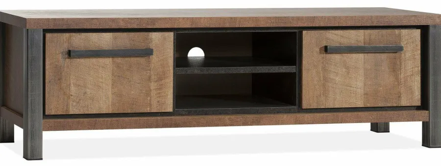 WoonMax Kinga Tv kast 170 cm 2 dr/2 open vak Lamulux Old Teak Best
