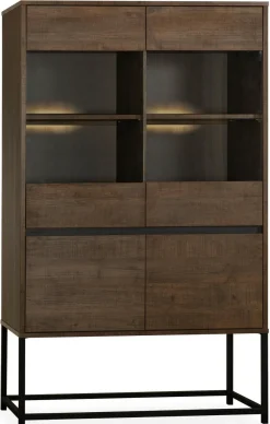 WoonMax Milltown Vitrinekast met 2 glazen deuren - 116 cm New