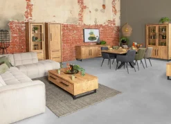 WoonMax Rimini Vitrinekast 4 deurs Lamulux mango Hot