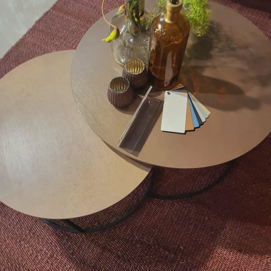 WoonMax Salontafel Harlow set van 2 - lamulux geborsteld gehamerd koper Clearance
