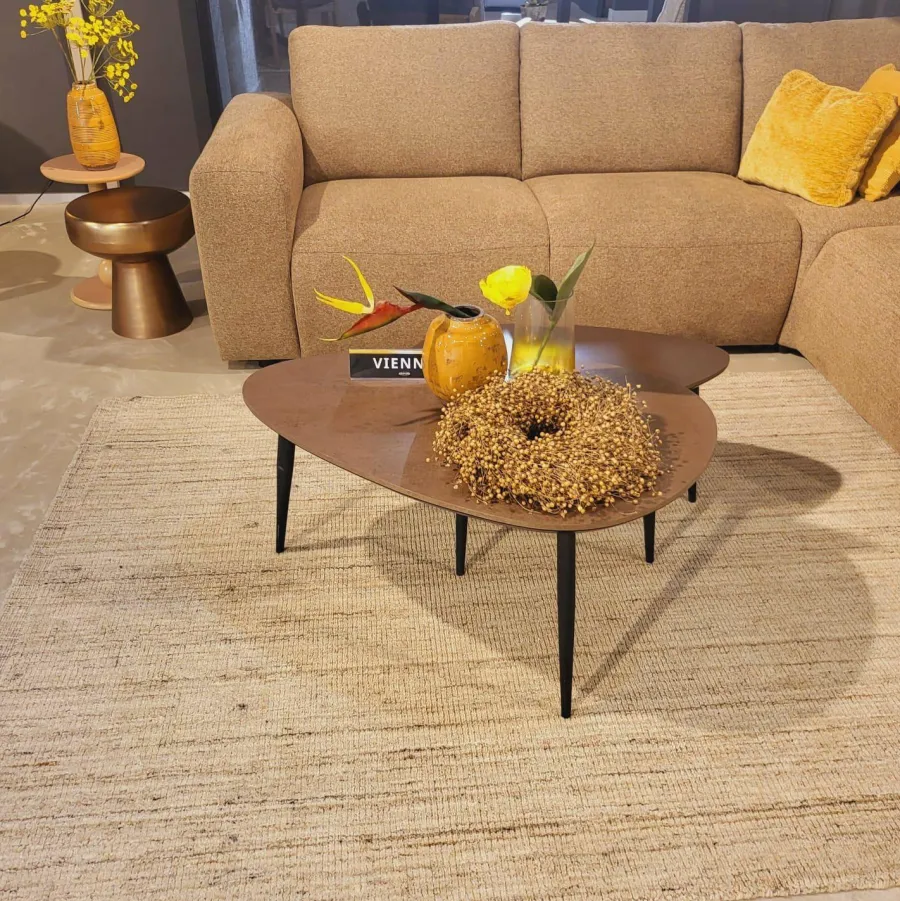 WoonMax Salontafel Vienna set van 2 L - lamulux geborsteld gehamerd koper Outlet