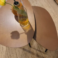WoonMax Salontafel Vienna set van 2 L - lamulux geborsteld gehamerd koper Outlet