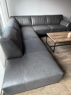 WoonMax Showroommodel Lederen Hoekbank Power B2 antraciet Clearance