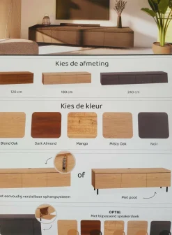 WoonMax TV meubel Keswick - 120, 180 en 240 cm - hangend of staand Sale