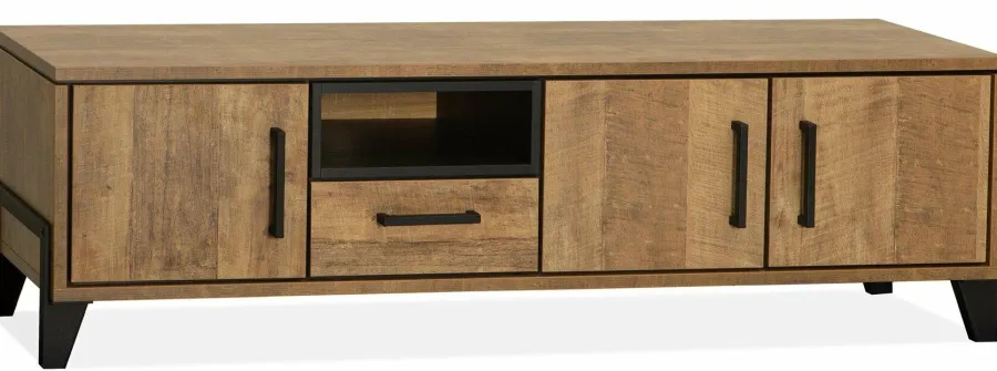 WoonMax Tv meubel Maldini Old teak - 3 deuren en 1 lade - 175 cm Clearance