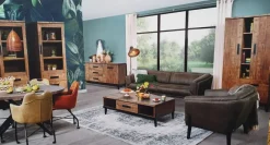 WoonMax Union vitrinekast 1 deur/3 laden lamulux mango Online