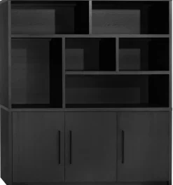 WoonMax Wandkast Broadway 3 deurs - Noir inclusief verlichting New