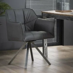WoonStijl Armstoel grid draaibaar RVS Buffelo zwart Hot