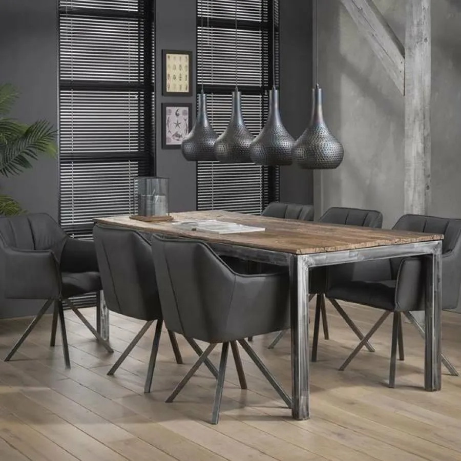 WoonStijl Armstoel grid draaibaar RVS Buffelo zwart Hot