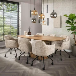 WoonStijl Armstoel Raster wieltjes Alura zand Outlet