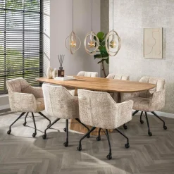WoonStijl Armstoel Raster wieltjes Alura zand Outlet